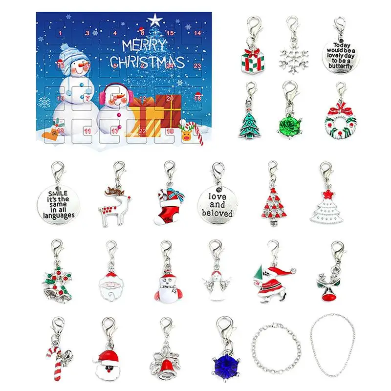 

Christmas Advent Calendar 24 Days Countdown Christmas Bracelet Necklace Jewelry Surprise Christmas Gift DIY Jewelry For Kids