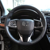 car hand sewn leather steering wheel cover diy interior modification accessories for honda crv 2017 2018 2019 2020 2021 cr v