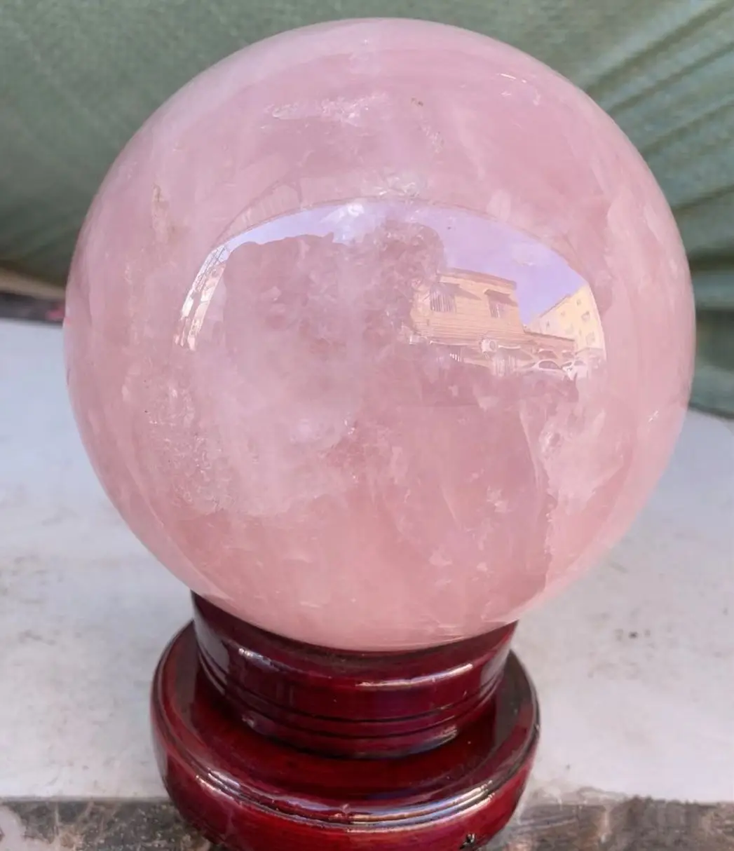 

Высококачественный натуральный розовый кварц, кристалл, лечебный шар, Сфера + домашний декор подставка Gifts