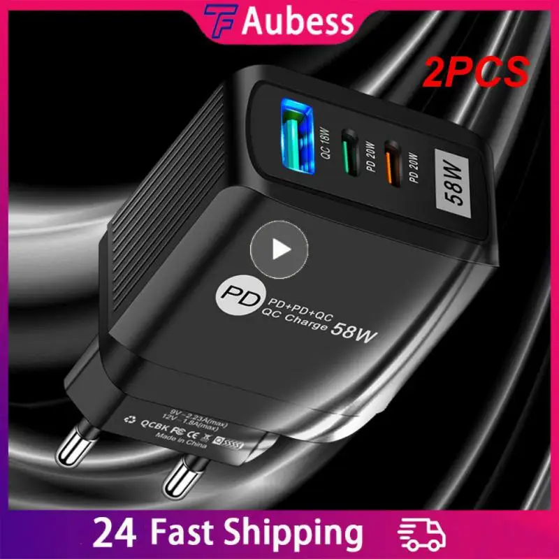 

2PCS Wall Charger Universal Qc3.0 plug For Home Office Travel 58w Phone Accessories Charger And Adapter Portable Usb Charger Us