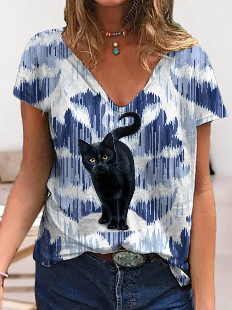 

Женская футболка с коротким рукавом и V-образным вырезом, в стиле Харадзюку