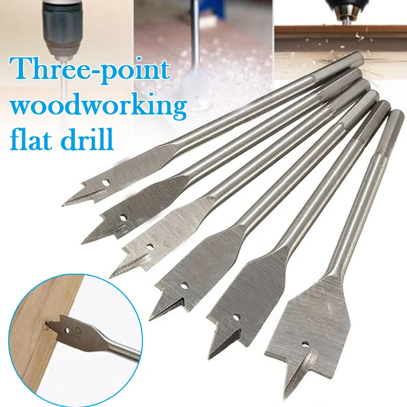 

6-20mm Woodworking Flat Drill Titanium Plated Three-Point Bit Hexagonal Handle