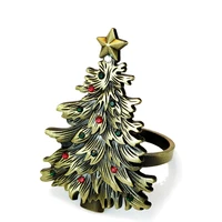 vintage christmas tree napkin ring holders 6 pcs table decoration accessories for kitchendining bar family gathering