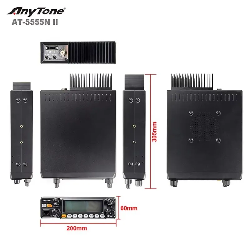 Фото Новый CB-трансивер AnyTone AT5555N II 2026 года, высокомощный (60 Вт), 10-метровый, с большим ЖК-дисплеем, для дальней связи, мобильная радиостанция №4