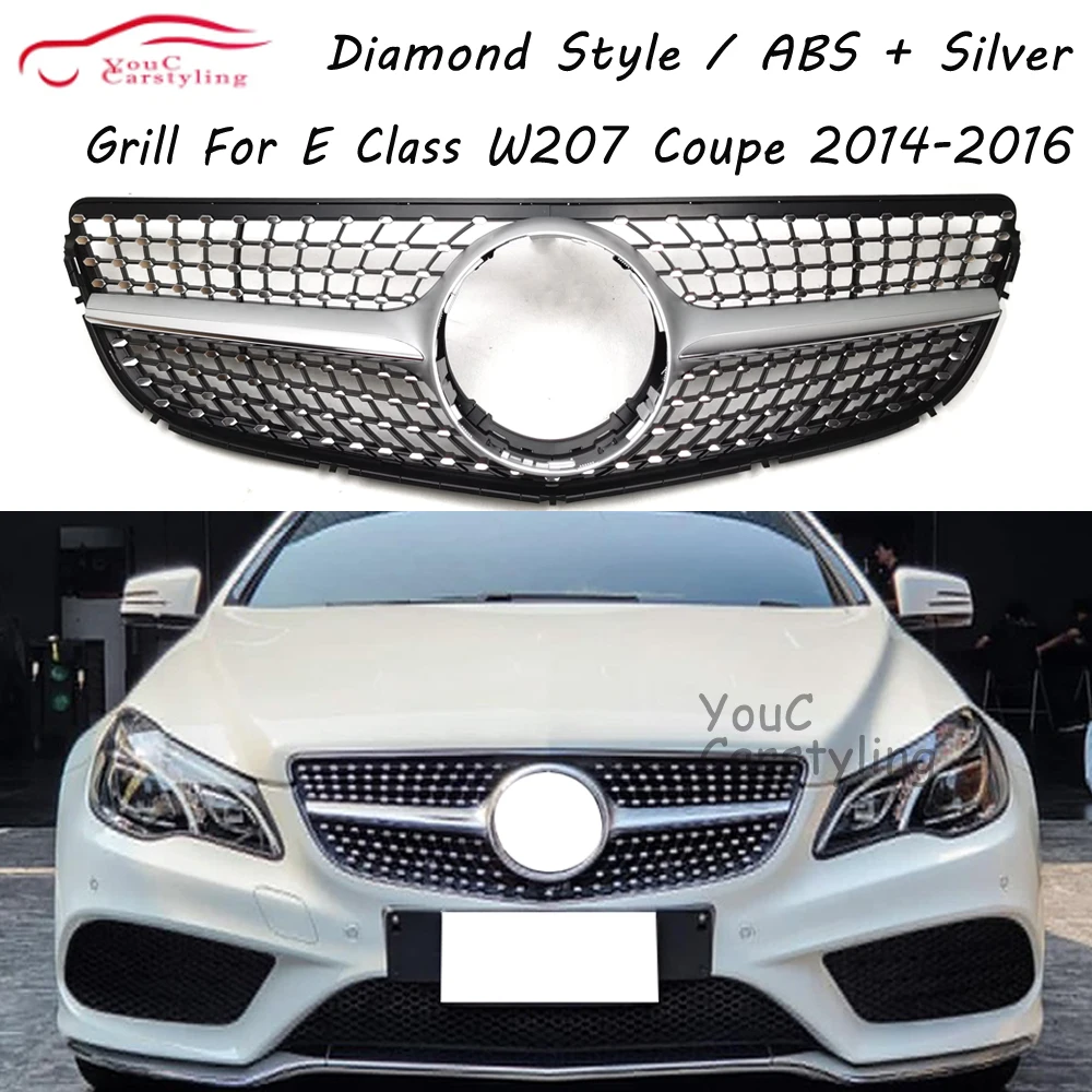 

Diamonds Grille W207 GT Front Bumper Grill Mesh AMG Silver For Mercedes E Class W207 2010 - 2016 E200 E250 E300 E350 E400