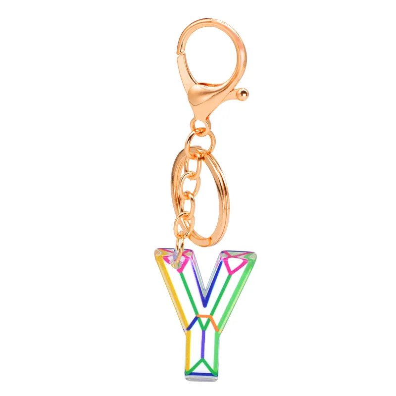 1Pcs Acrylic Letter Pendant Keychains Resin Key Chains Rings Women Cute Car Glitter Keyring Holder Charm Bag Keychains