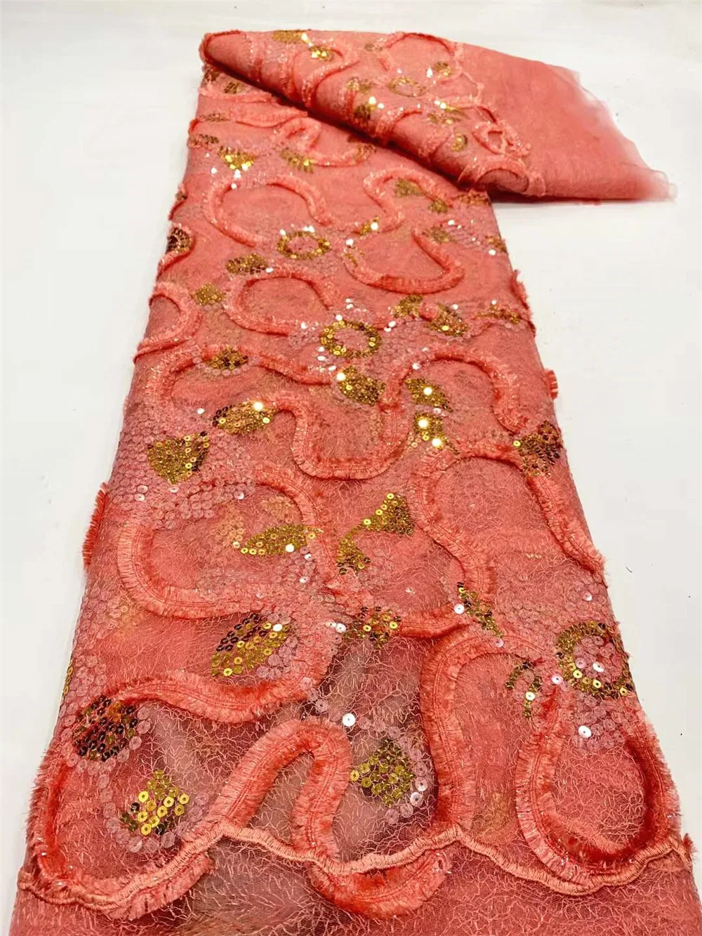 Ткань-сетка с блестками и вышивкой 5 ярдов |