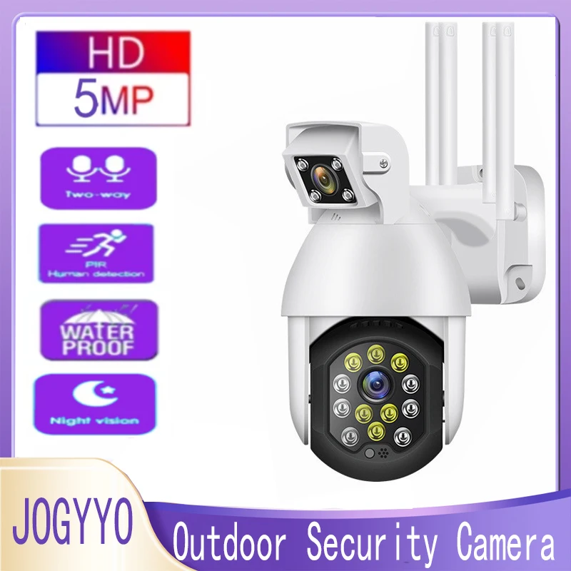 

5-мегапиксельная уличная камера видеонаблюдения с Wi-Fi, бинокулярная 12-ламповая камера с пассивным ИК датчиком движения, полноцветная камера...