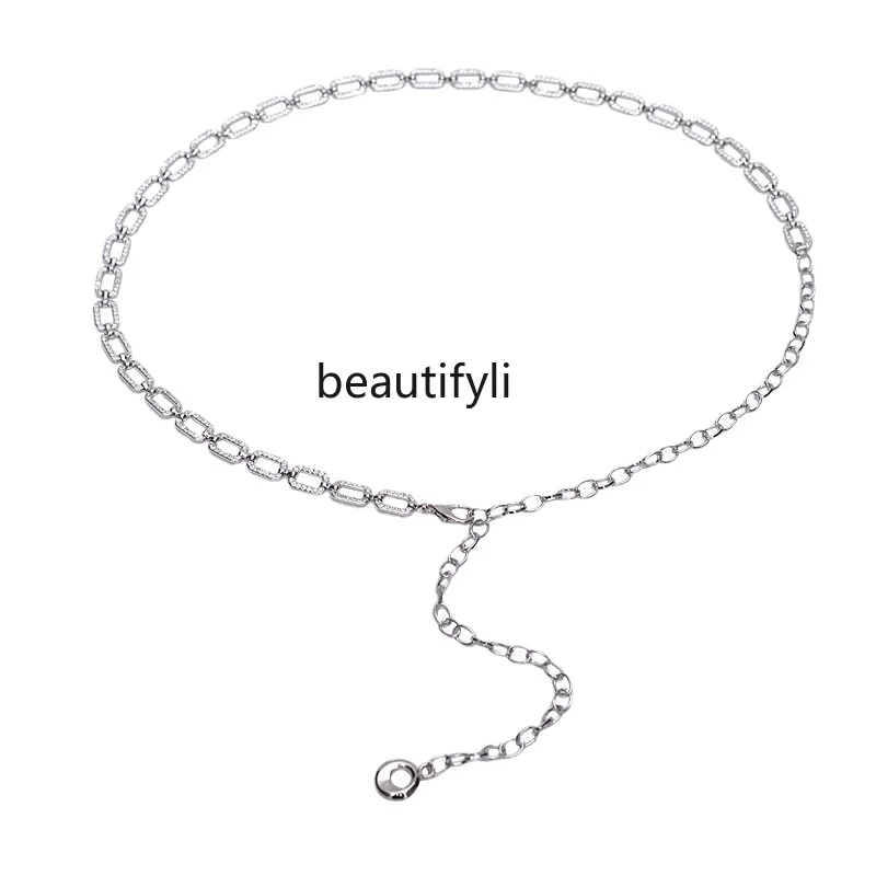 

zqWomen's Slim Waist Chain Metal Rhinestone Chain Belt Fashionable All-Match Elegant Decorative Dress Summer with Skirt Belt
