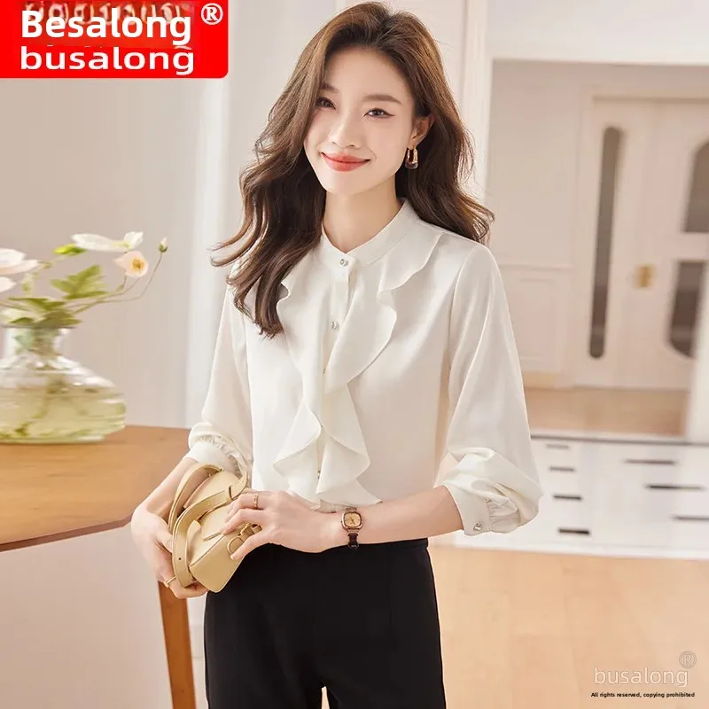 Новинка 2023 женская рубашка с длинным рукавом профессиональная облегающая