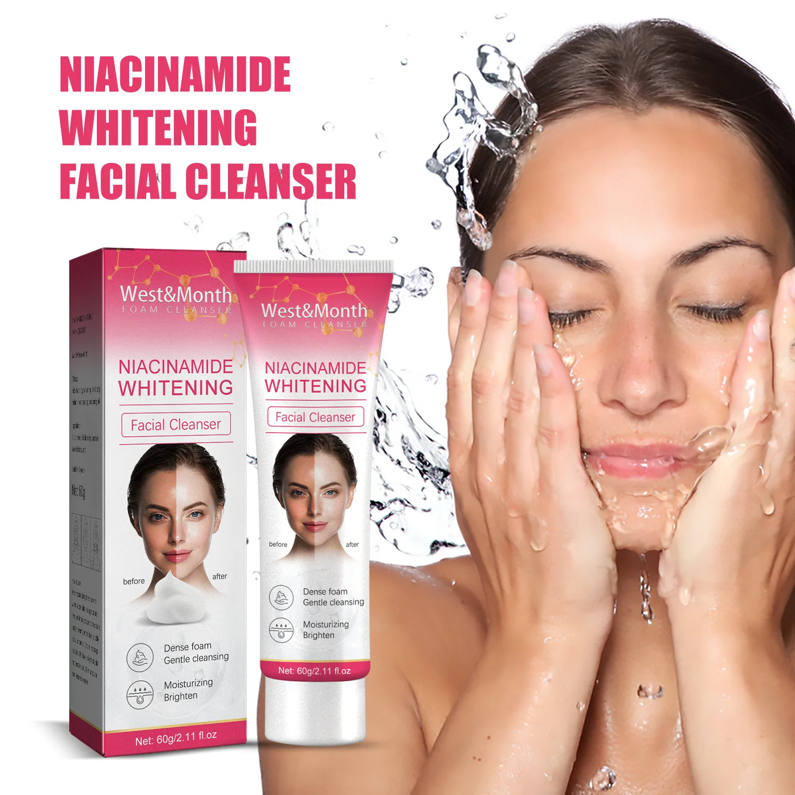 

60 г, никотинамид, очищающее средство для лица, очищающее средство для кожи, средство для контроля жирности кожи, пена для очищения лица