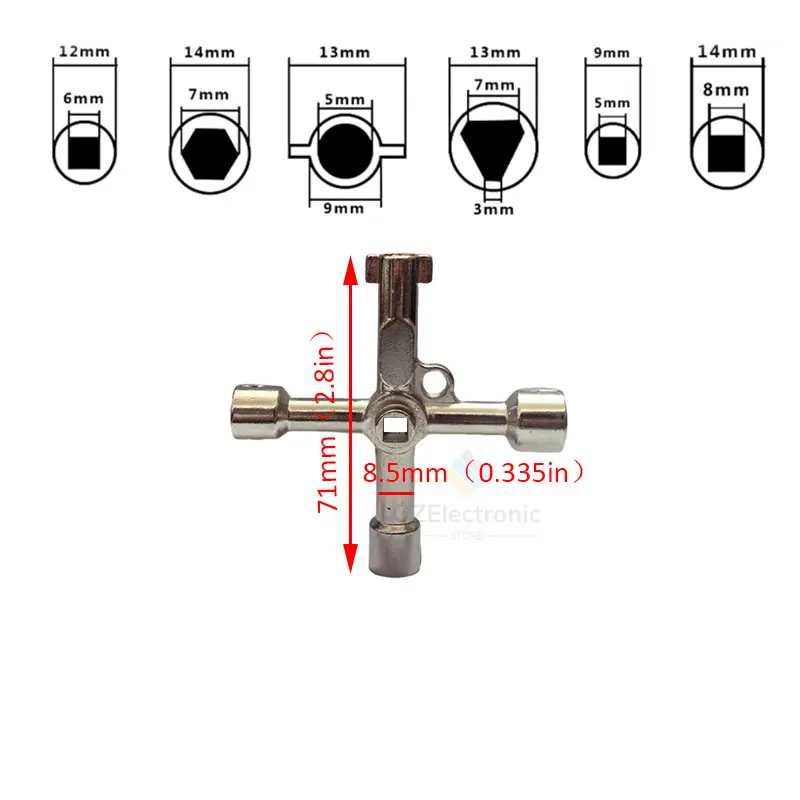 

Треугольный ключ для лифтов 6-сторонний