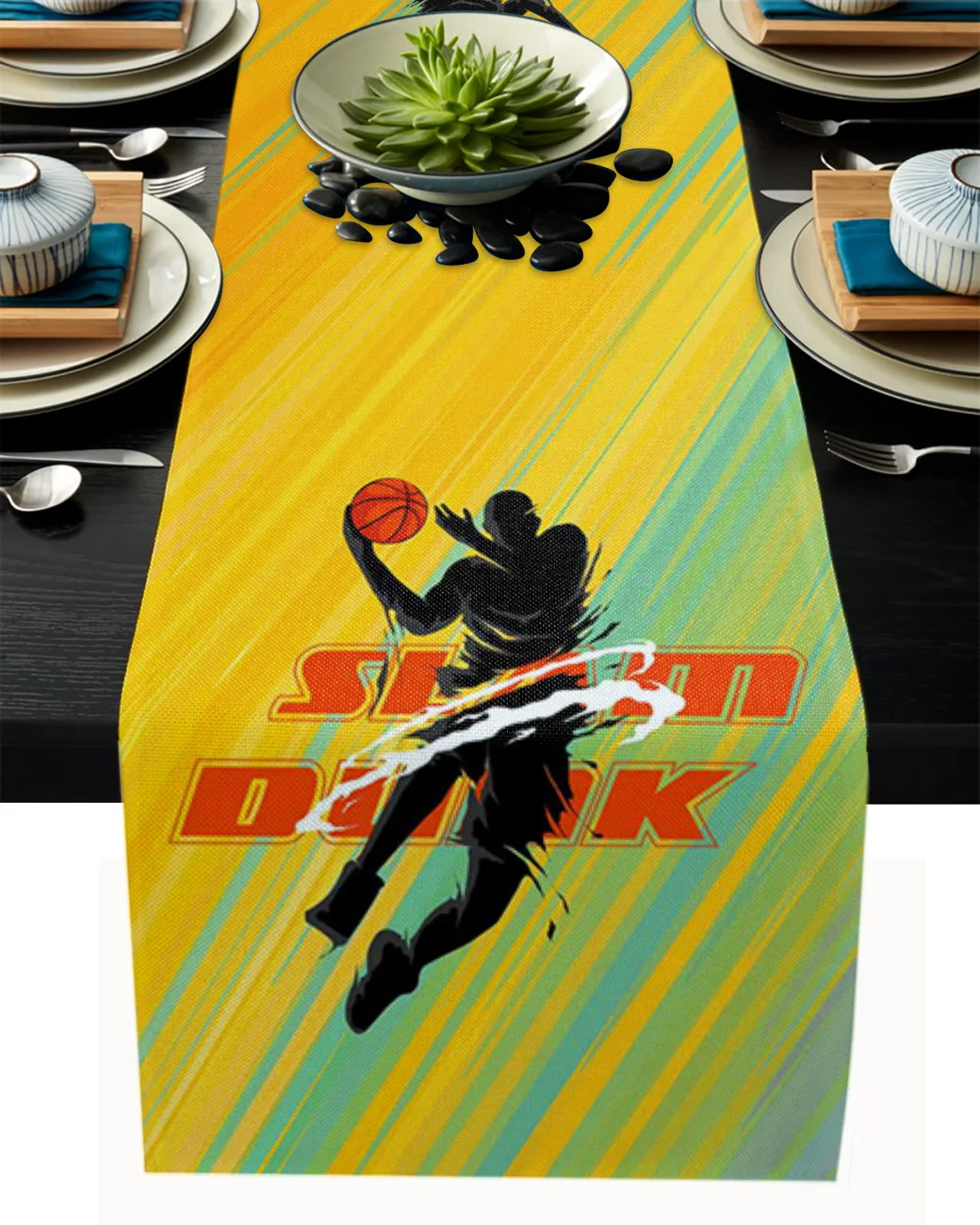 

Basketball Slam Dunk Athlete Tablecloth Table Runner Decoration Home Decor Dinner Table Decoration Table Decor