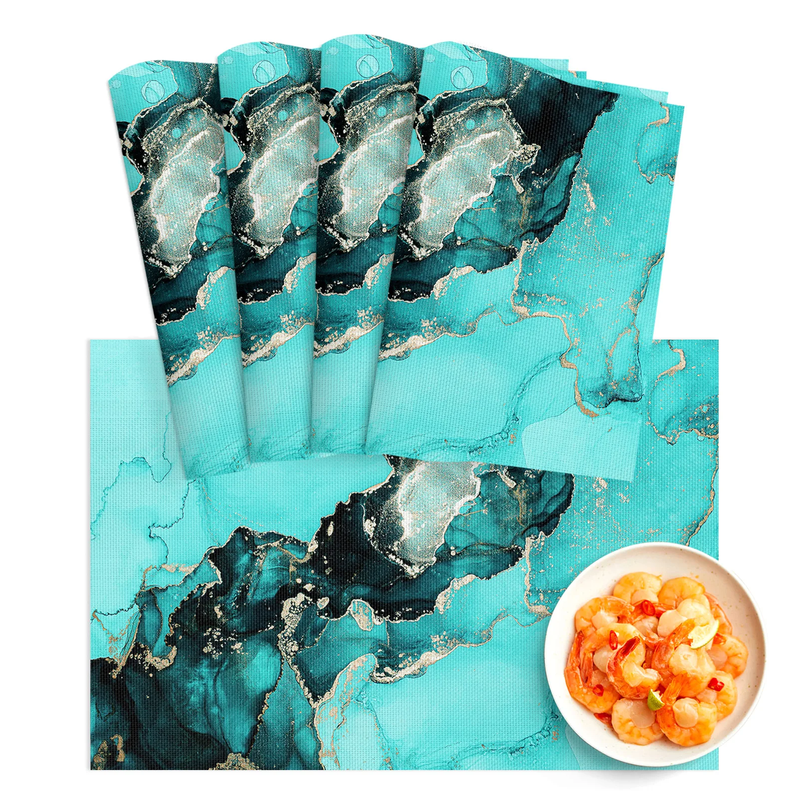 

4/6Pcs Table Mat Marble Texture Aqua Bowl Pad Coaster Set PVC Dining Table Placemats Home Decoration Kitchen Accessories