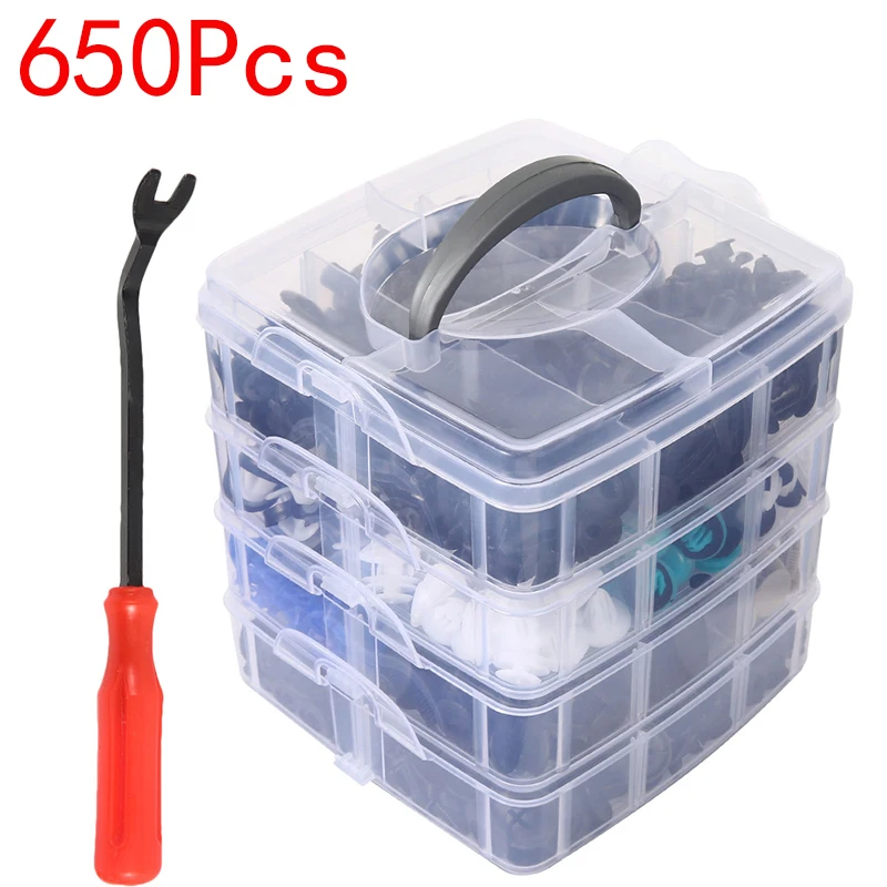 

650Pcs Auto Fastener Plastic Clips Mixed Car Body Push Retainer Pin Bumper Door Trim Panel Fender Liner Rivets Kit Accessories