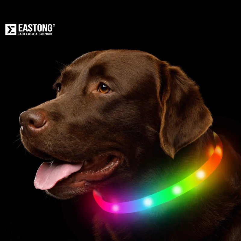 

Led Silicone Dog Collar & Leash Set USB Rechargeable Adjustable Luminous Pet Collars and Anti-lost Leashes for Night Safety