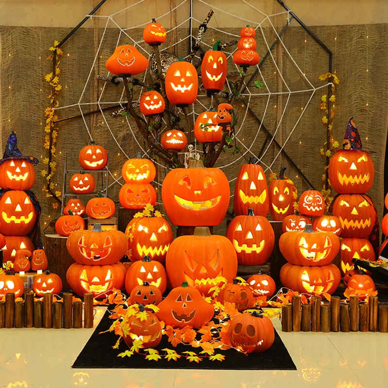 

5 Style Halloween Pumpkin Led Lamp Creative Lantern Decoration Flashing Ghost Festival Glowing Shopping Park Indoor Garden Decor