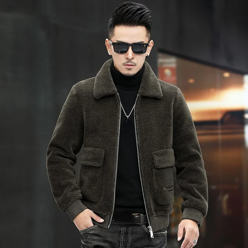 

Autumn Men's High Suede quality Coats Masculina Genuine Casual Sheep Liner Jacket Shearing Fur Male Jaqueta 2023 Winter