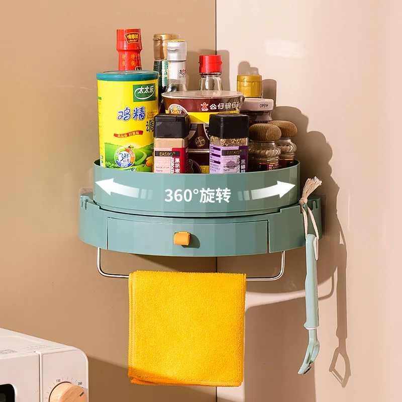 

Вращающийся на 360 градусов поднос для кухни, бутылки для специй, закусок, всякой всячины, Стеллаж с держателем для полотенец, штатив для гост...