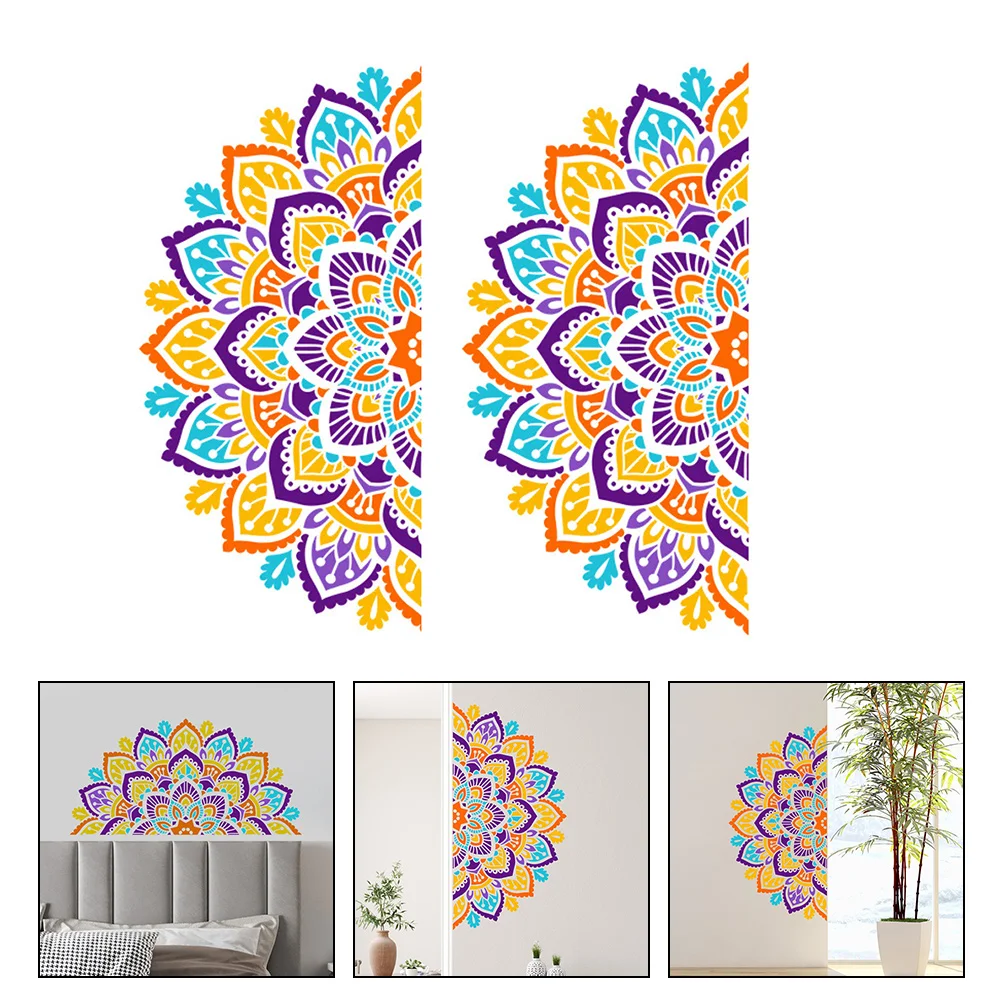 

Wall Mandala Decal Stickerflower Decor Decals Walls Removable Stickpeel Delicate Refrigerator Lotus Supply Room Half