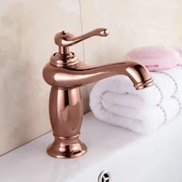 luxury rose gold color brass bathroom sink basin faucet mixer tap deck mounted single handle one hole mgf035