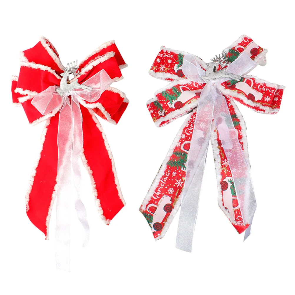 

2Pcs Christmas Festival Supplies Delicate Party Ornaments DIY Bow Knots for Festival Party Christmas
