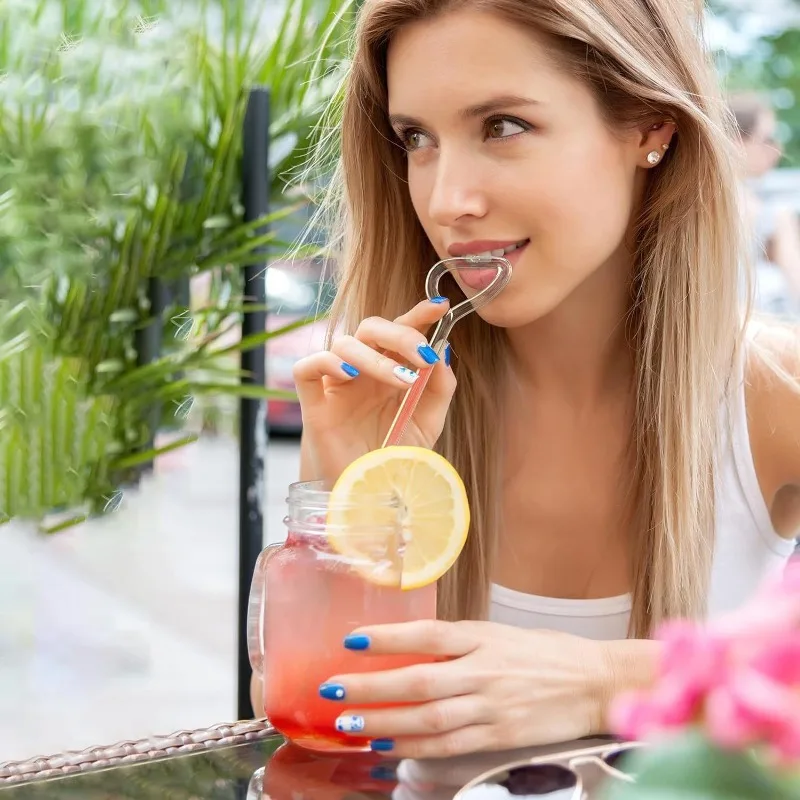 Соломинка для губ против морщин стеклянная соломинка в форме креативная сердца