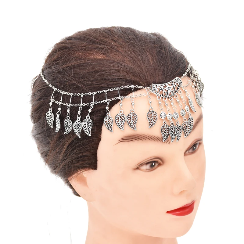 

Alloy Leave Tassel Headband For Women Gypsy Vintage Statement Chains Hair Jewelry Charms Turkish Hairwear Headband Female