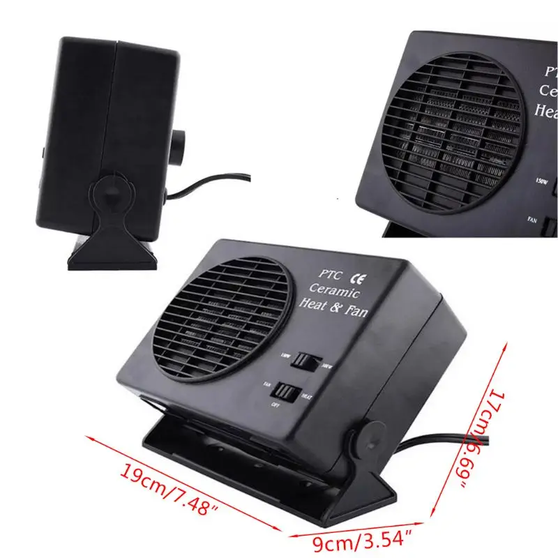 

Auto Heater Cup Shape Warm Air Blower Electric Fan Windshield Defogging Rotatable Foaldable Demister Defroster Portable T3EF