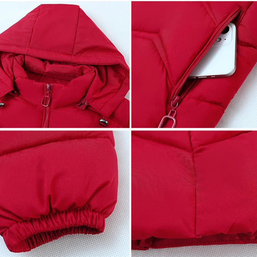 Mid-length Winter Hooded Cotton Padded Solid Coat Women Warm Thick Overcoat Oversized 6XL Slim Outwear Snow Wear Parkas Jackets