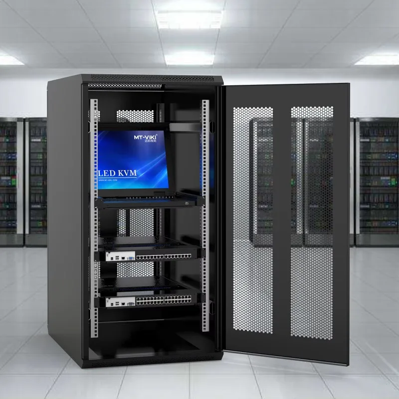 Фото 17-дюймовый IP LED KVM-консольный коммутатор на 8 портов VGA по Ethernet, 1U, для установки в стойку, с ЖК-дисплеем, через CAT6, 19-дюймовая консоль через IP №2