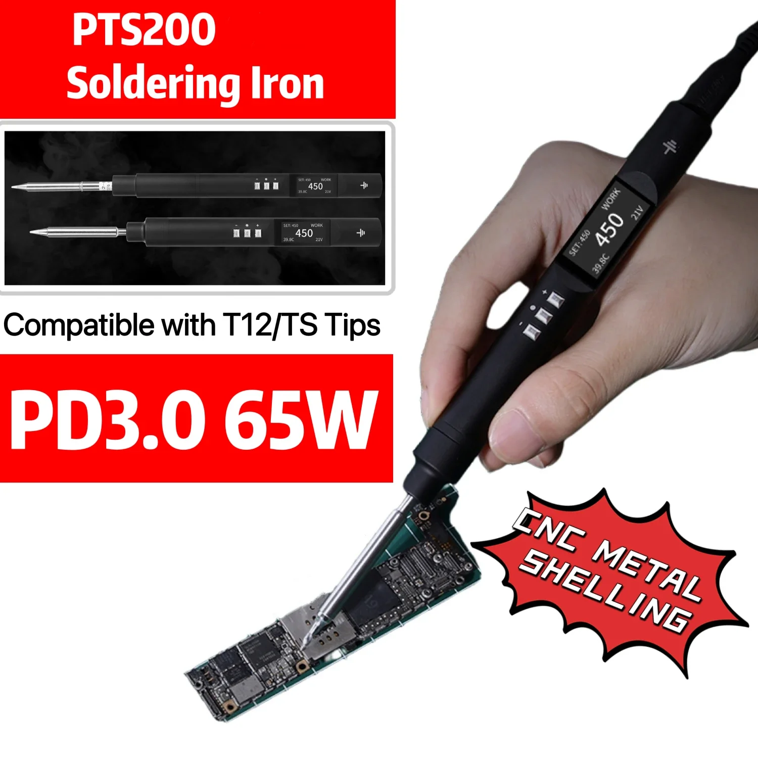 Набор для пайки TOOLTOP PTS200 T13 T12 T65 100 Вт ESP32 PD3.0 умный паяльник с открытым исходным