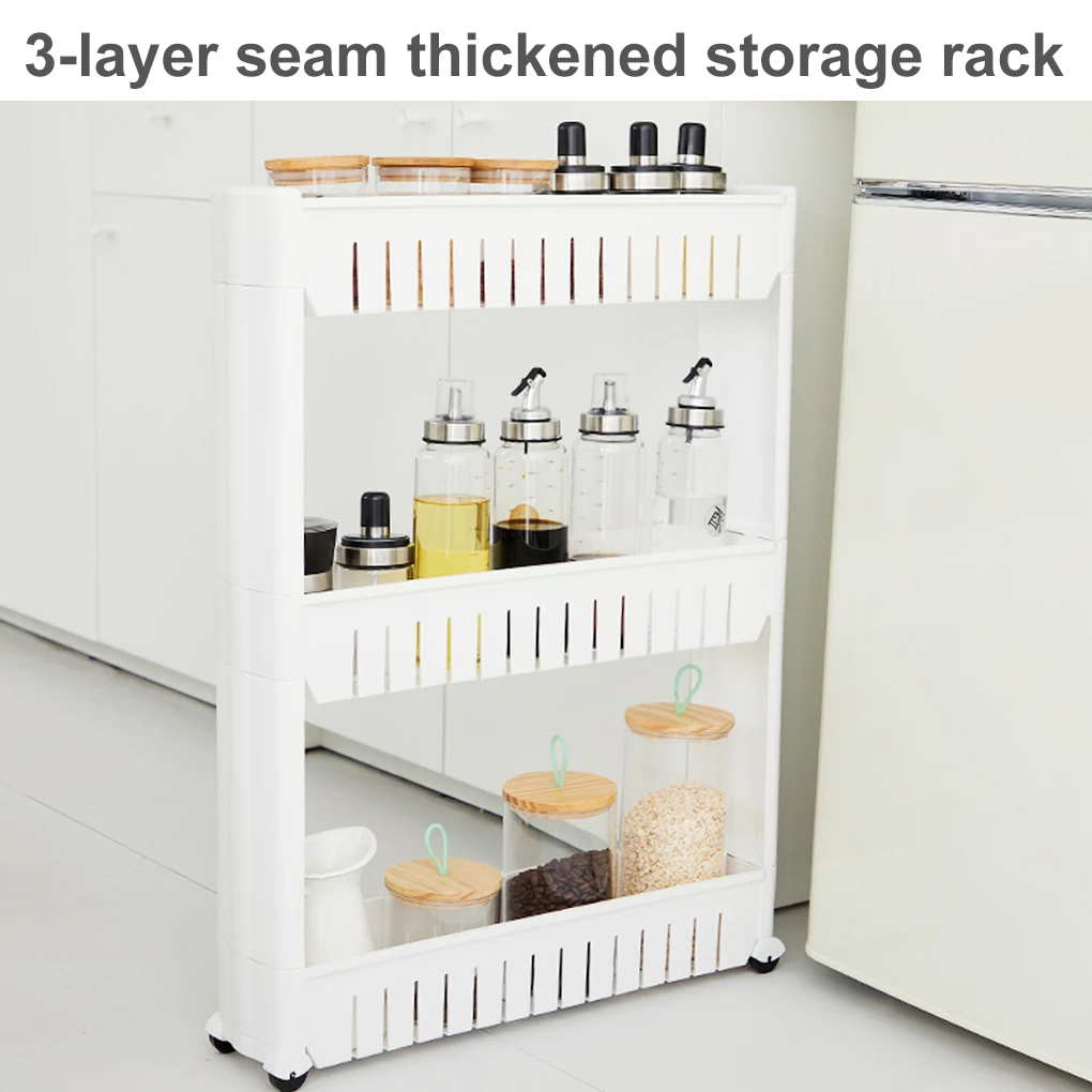 

3-уровневая полка для хранения на кухне с тележкой, пластиковый органайзер для мелочей для кухни, ванной, туалета, полый стеллаж