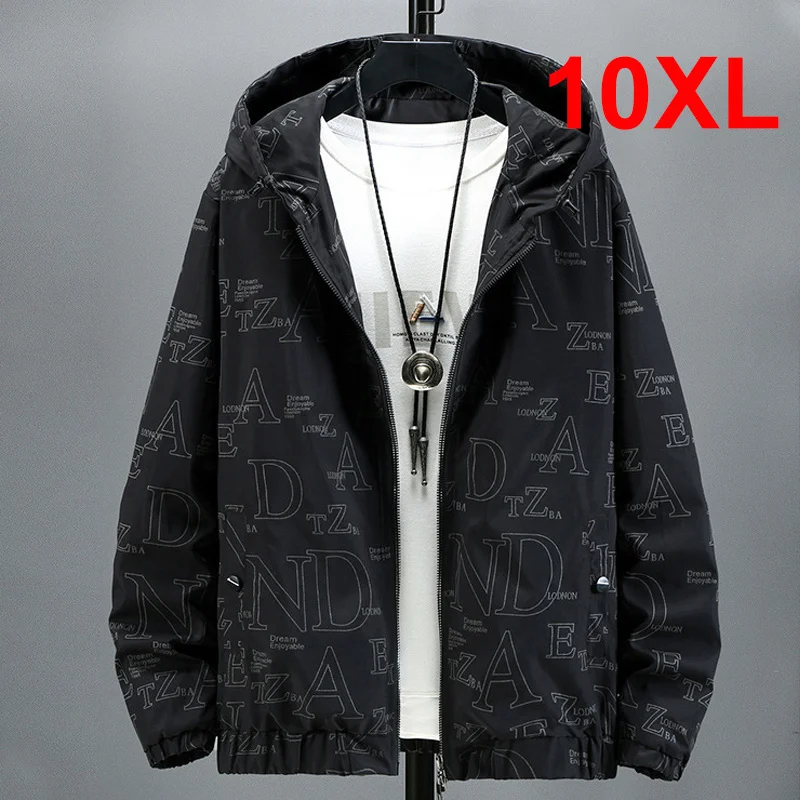 

Autumn Windbreaker Jackets Men Fashion Letter Reflective Design Jacket Coats Mens Hooded Outdoor Outerwear Plus Size 10XL HB030