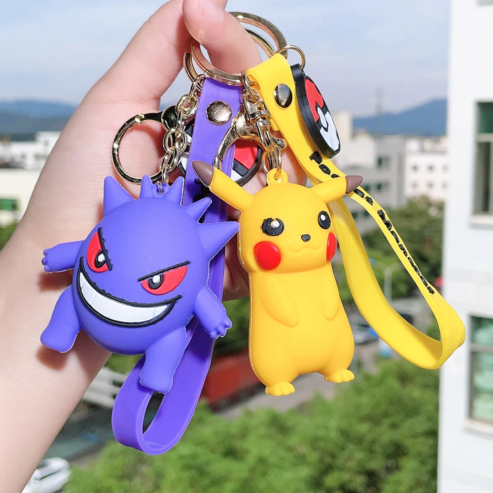 

Q Version Anime Pokémon PVC Pendant Keychain Cartoon Pikachu Gengar Figurine Model Keyring Children Backpack Ornament Toy Gift