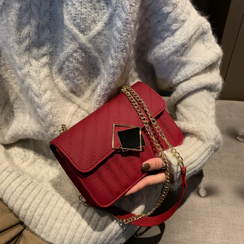 

Sheng retro chic bag girl 2019 popular new Hong Kong style fashion texture Joker shoulder slung small square bag