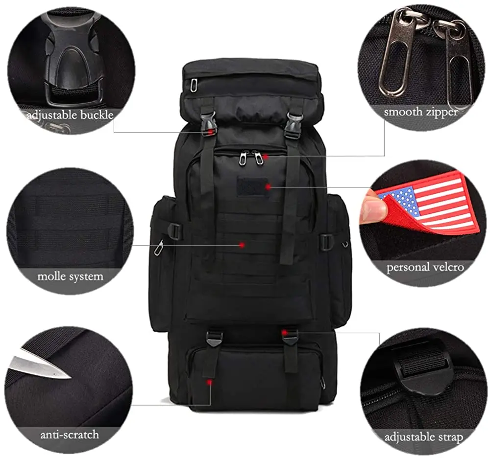 70L Camping Hiking Backpack Waterproof Travel Backpack without Internal Frame, Outdoor Mountaineering Backpack hiking gear