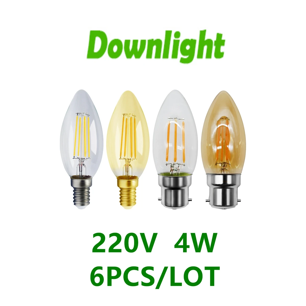 6pcs/Lot LED Filament Bulb C35 4W Retro Edison Lamp E14 B22 Bombillas AC220V-240V Vintage Lamp 2700K 4000K Indoor Home  Lighting