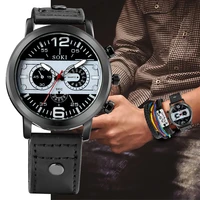 4pcs set of wrist watches for men leather bracelet set gift for boyfriend fashion street punk quartz men watch reloj hombre