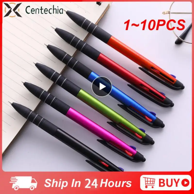 

1 ~ 10 шт. цветная шариковая ручка, металлический стилус, ручки с шариковыми ручками, ручка для экрана для всех емкостных экранов, для студентов и офисов