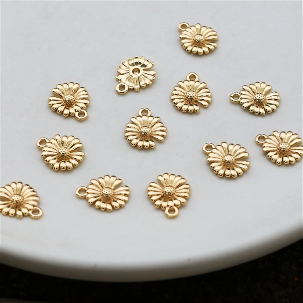 

14K gold colored flowers 10mm chrysanthemum pendant DIY Handmade Bracelet Necklace Jewelry Earrings accessories