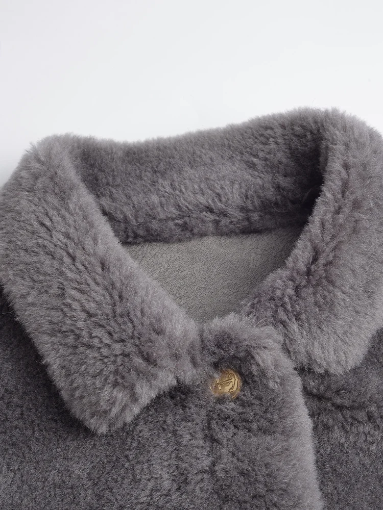 TB THOM Women's Jackets Korean Fashion Brand Winter Coat Turn-Down Collar Stripes Sheep Wool Overcoats Thick Warm Men's Jackets