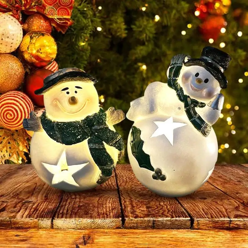 

2Pcs Snowman Figurines Miniature Santa Claus Snowman Tabletop Sculptures DIY Christmas Ornaments Home Decorations events