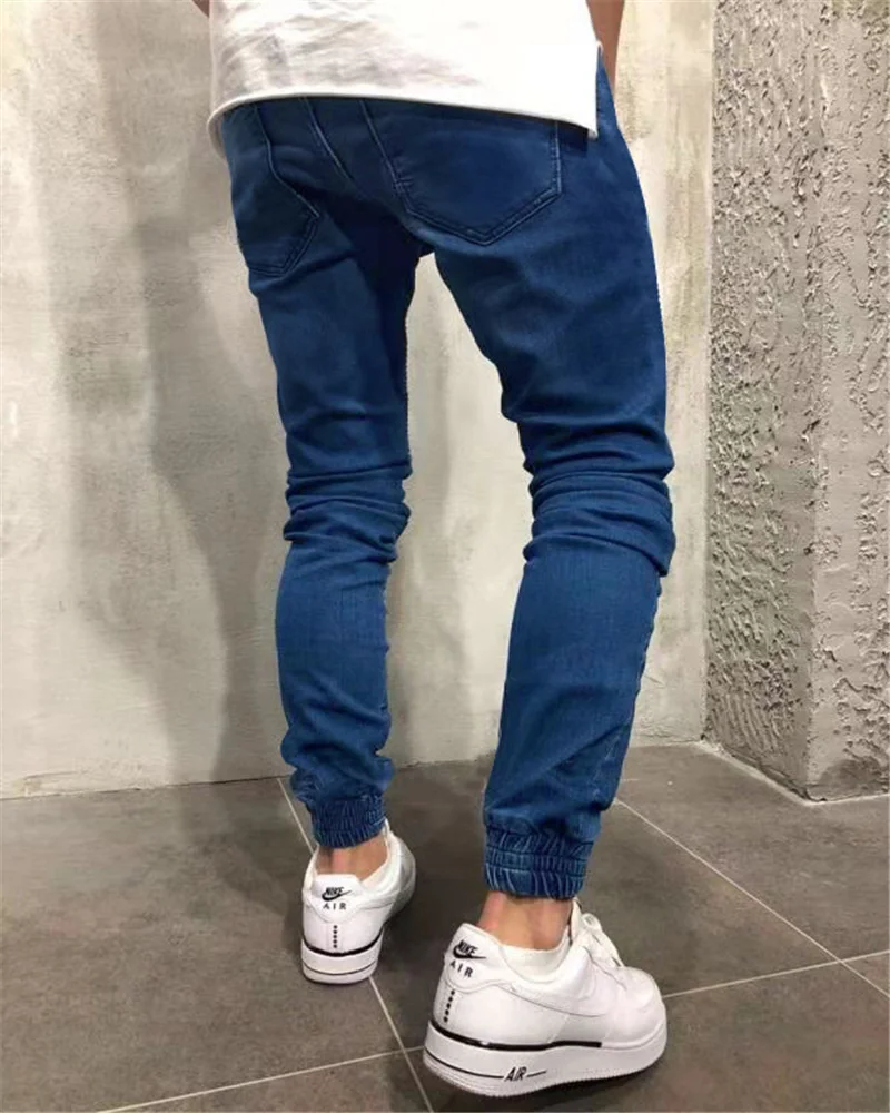 Denim trousers 2022 new spring, summer and autumn men's jeans personality reflective hip-hop fashion high street trousers loose