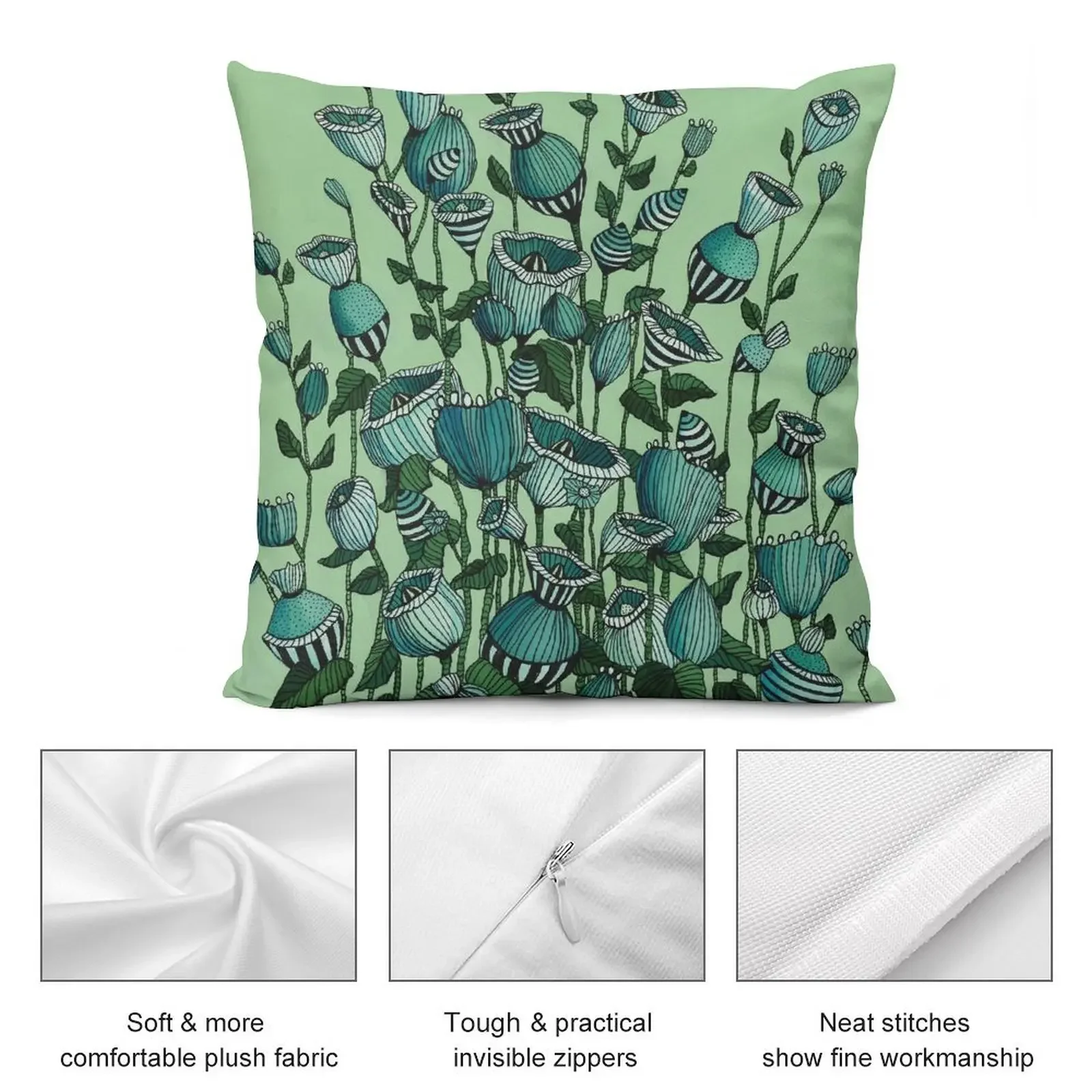 Seafoam зеленый цветок иллюстрация декоративная подушка диванные подушки Декор
