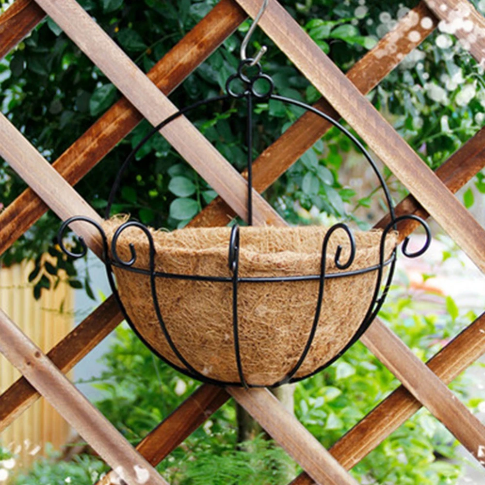 

Wall Hanging Planter Basket With Liner Half Round Wire Plant Holder Flower Pots Hanger For Indoor Outdoor Garden Porch Decor