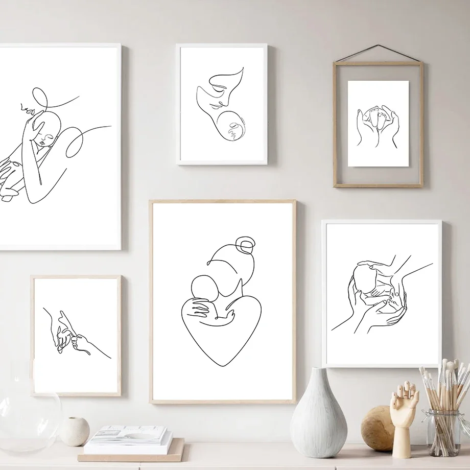 Настенная Картина на холсте с изображением мамы ребенка рук ног абстрактных