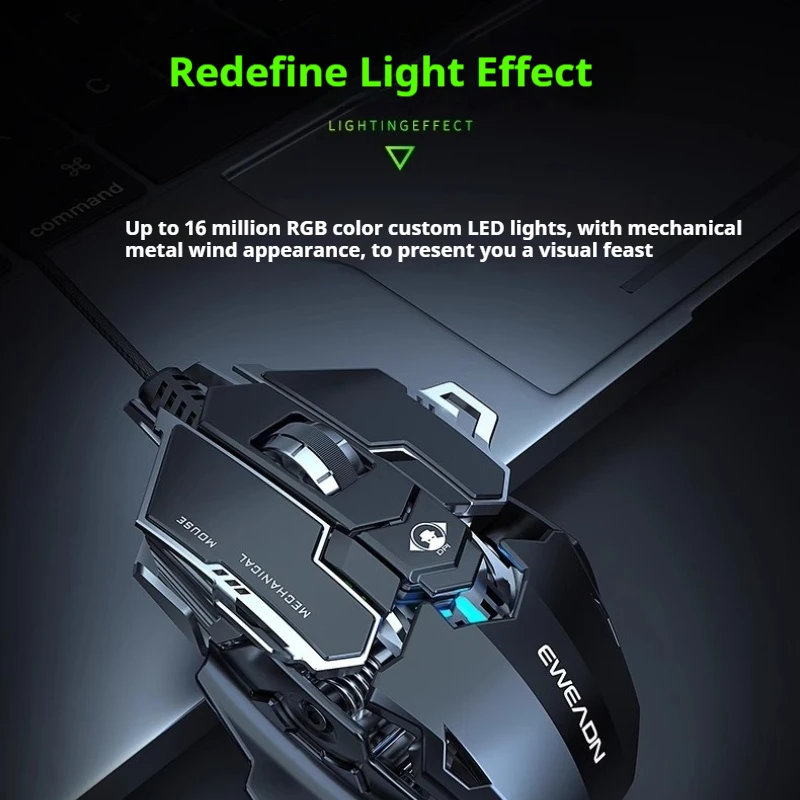 Проводная мышь Mecha Design с несколькими вариантами цвета подходящая для электронных