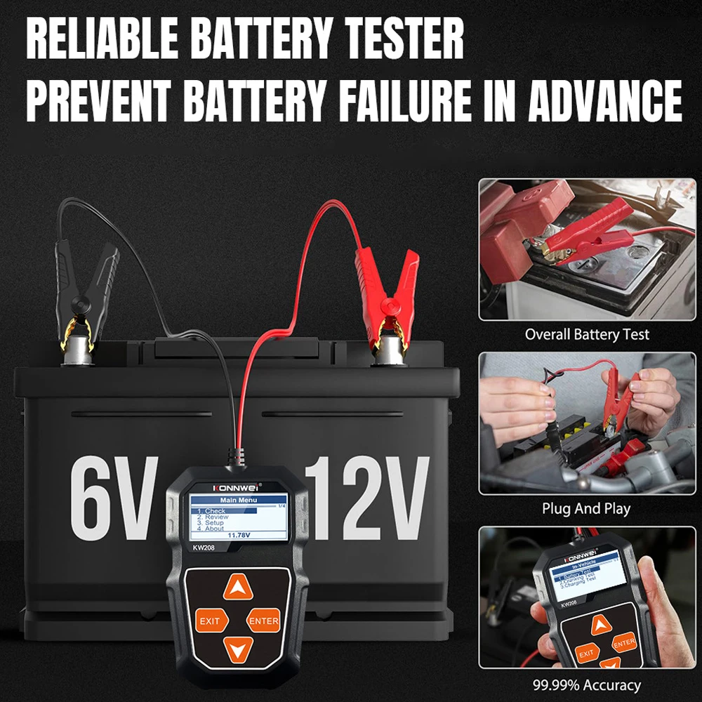 KW208 12 В Тестер Автомобильного Аккумулятора Автомобильный Анализ Инструмент Для