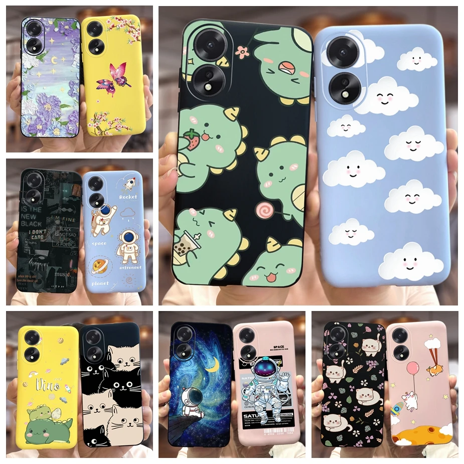 Для Oppo A38 4G чехол CPH2579 милый мультяшный с динозавром 6 56 ''мягкий силиконовый